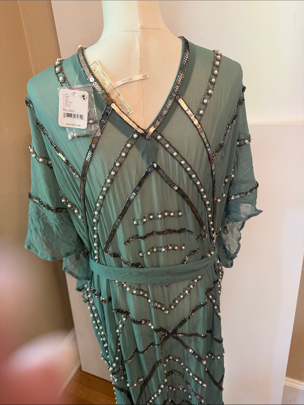 Free People X Jen’s Pirate Booty Space Odyssey Embellished Pearl Kaftan Dress - Picture 5 of 11